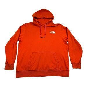 The North Face Hoodie Mens XL Orange Pullover Sweatshirt Logo Graphic Fleece